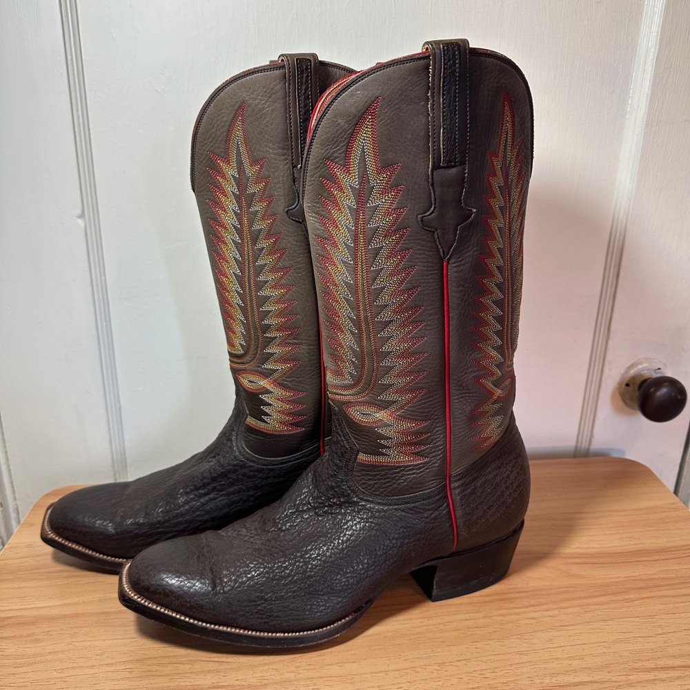 Heritage Boot Western Boots Brown Shark Skin Square Toe Mens 10